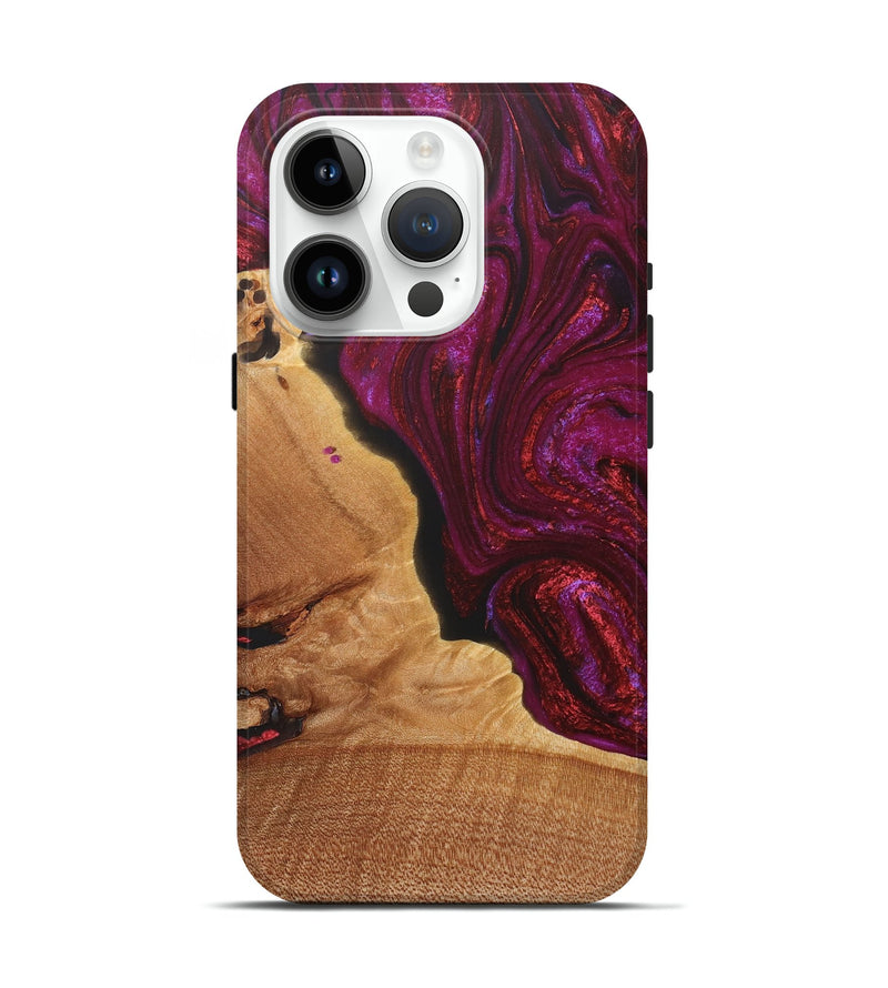 iPhone 15 Pro Wood+Resin Live Edge Phone Case - Terrell (Red, 715850)