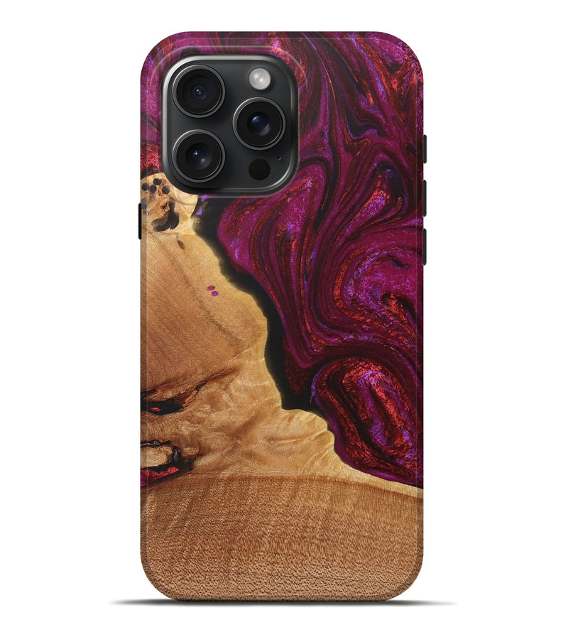 iPhone 16 Pro Max Wood+Resin Live Edge Phone Case - Terrell (Red, 715850)