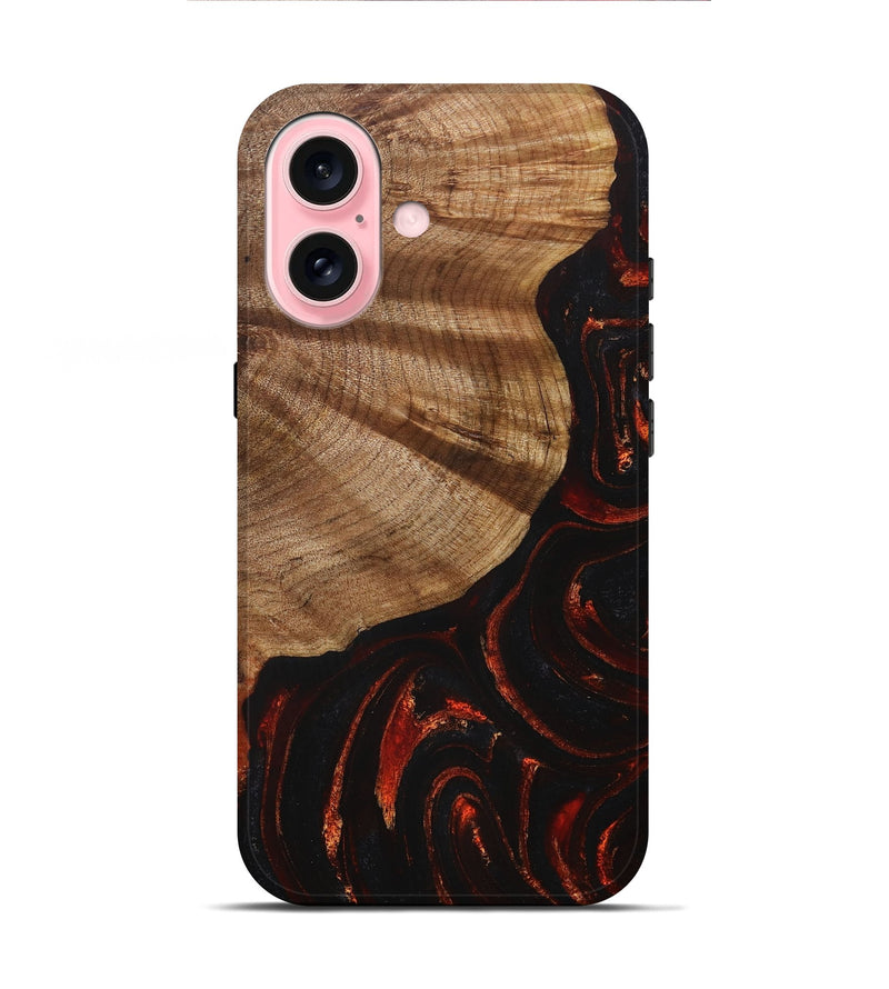 iPhone 16 Wood+Resin Live Edge Phone Case - Colin (Red, 715851)