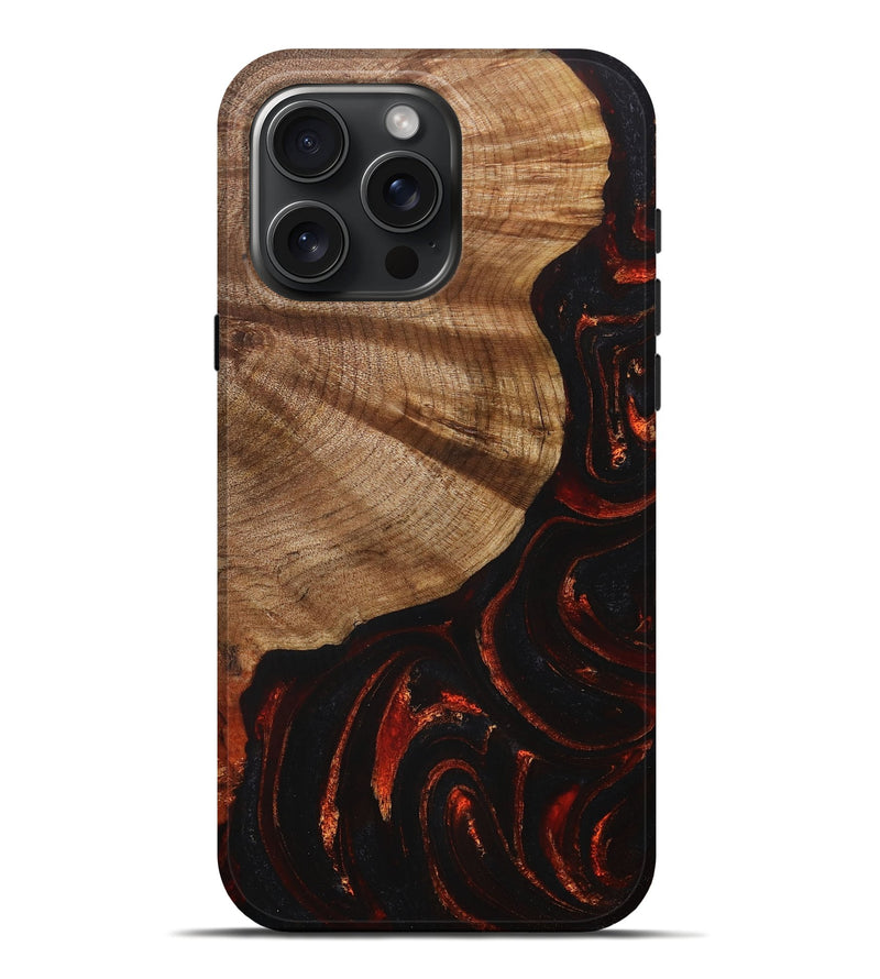 iPhone 16 Pro Max Wood+Resin Live Edge Phone Case - Colin (Red, 715851)