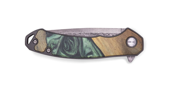 EDC Wood+Resin Pocket Knife - Issac (Green, 715857)