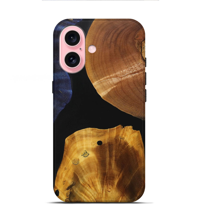 iPhone 16 Wood+Resin Live Edge Phone Case - Kairo (Pure Black, 715919)