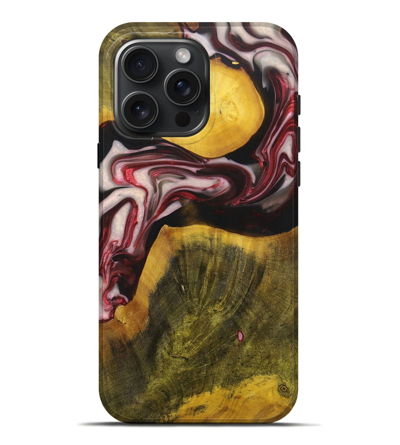 iPhone 16 Pro Max Wood+Resin Live Edge Phone Case - Ronnie (Red, 715922)