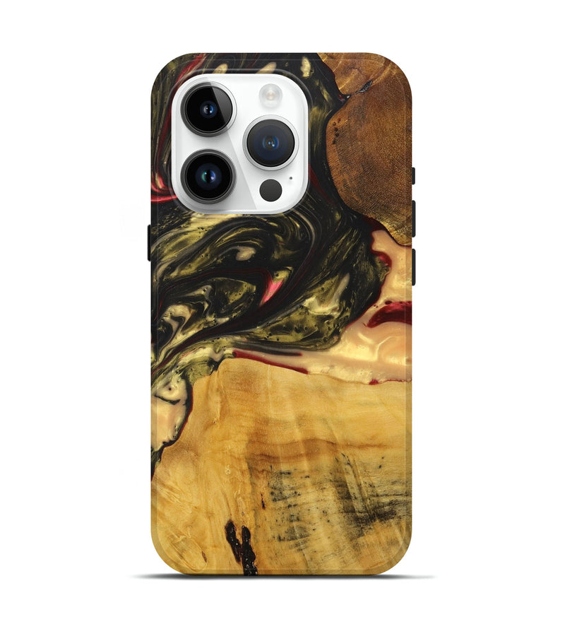 iPhone 15 Pro Wood+Resin Live Edge Phone Case - Chloe (Red, 715924)