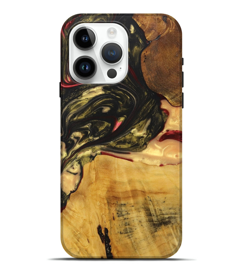 iPhone 15 Pro Max Wood+Resin Live Edge Phone Case - Chloe (Red, 715924)