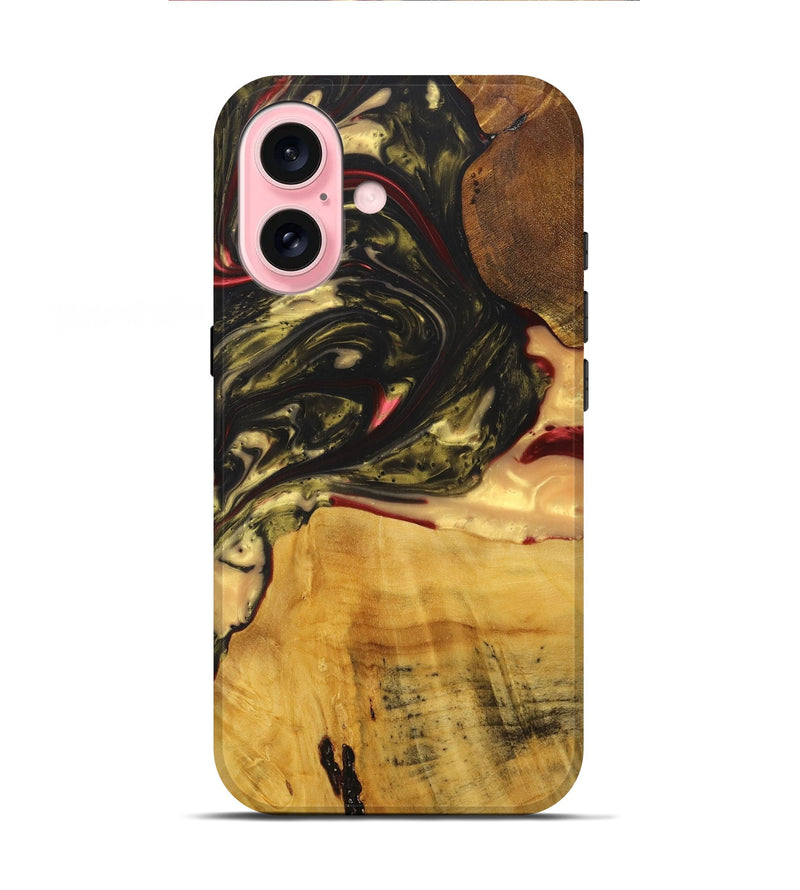 iPhone 16 Wood+Resin Live Edge Phone Case - Chloe (Red, 715924)