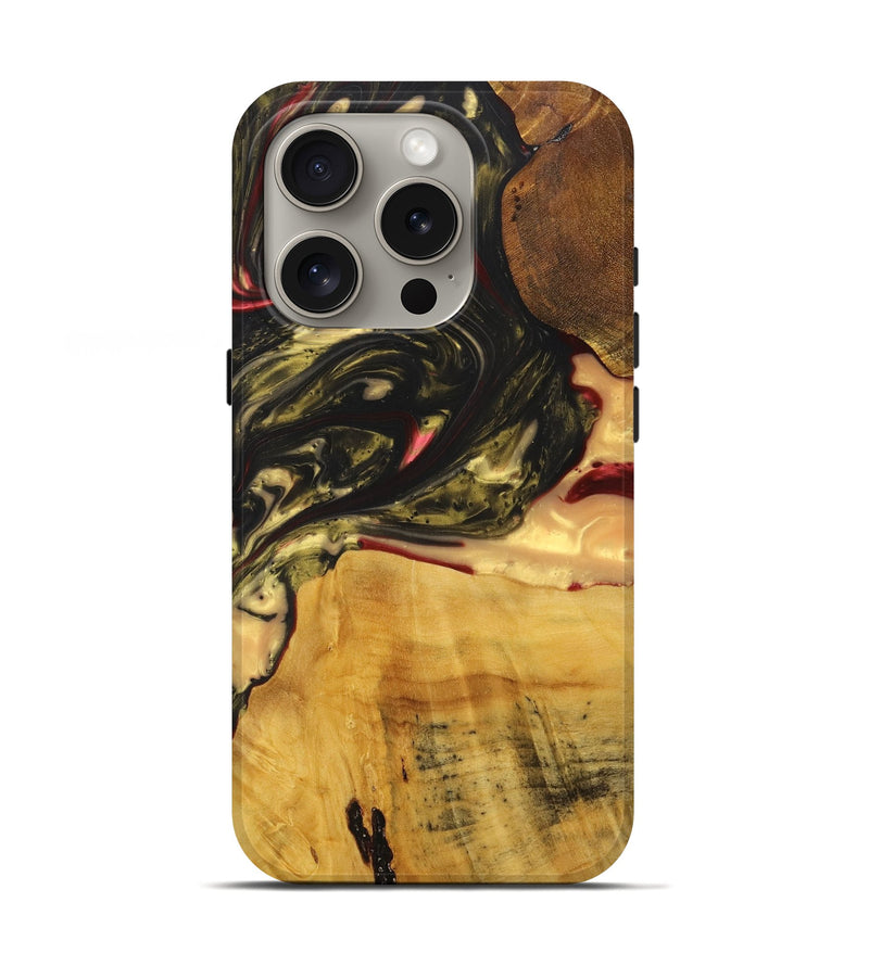 iPhone 16 Pro Wood+Resin Live Edge Phone Case - Chloe (Red, 715924)