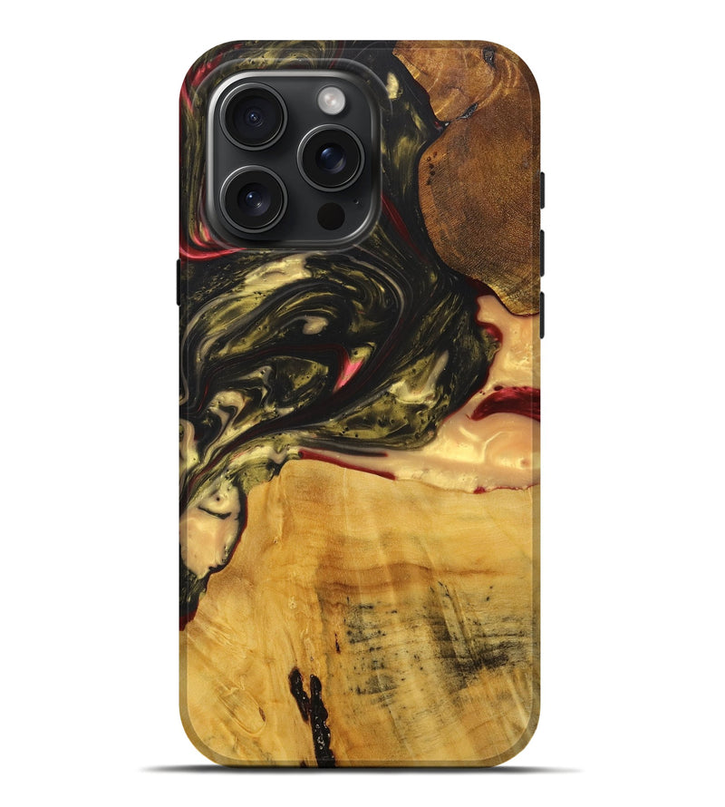 iPhone 16 Pro Max Wood+Resin Live Edge Phone Case - Chloe (Red, 715924)