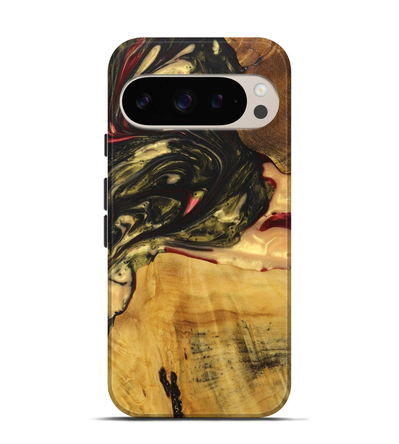 Pixel 9 Pro Wood+Resin Live Edge Phone Case - Chloe (Red, 715924)