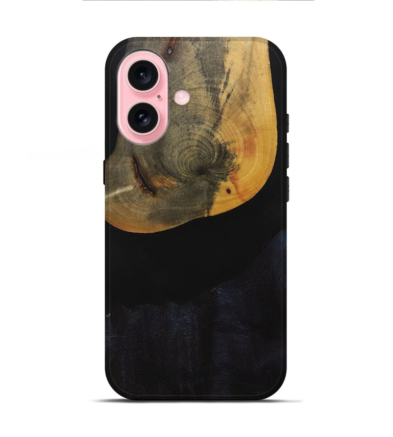 iPhone 16 Wood+Resin Live Edge Phone Case - Millie (Pure Black, 715927)