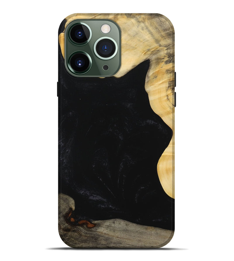 iPhone 13 Pro Max Wood+Resin Live Edge Phone Case - Talan (Pure Black, 715929)