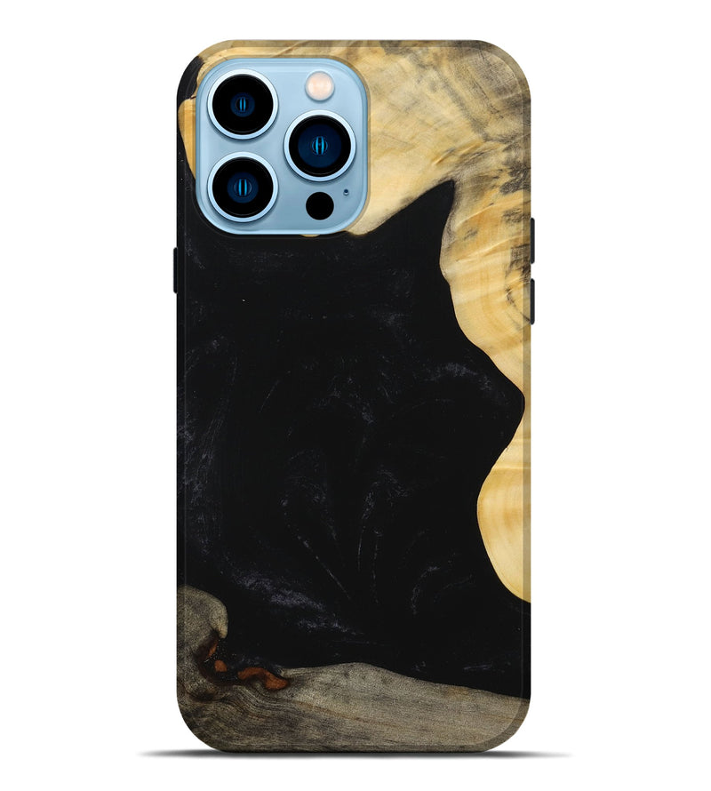 iPhone 14 Pro Max Wood+Resin Live Edge Phone Case - Talan (Pure Black, 715929)