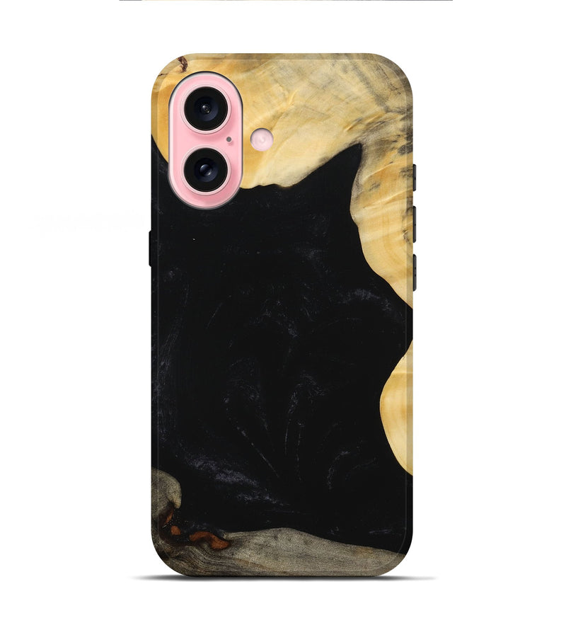 iPhone 16 Wood+Resin Live Edge Phone Case - Talan (Pure Black, 715929)