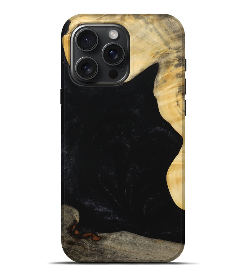 iPhone 16 Pro Max Wood+Resin Live Edge Phone Case - Talan (Pure Black, 715929)