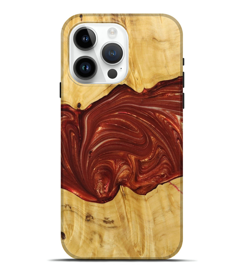 iPhone 15 Pro Max Wood+Resin Live Edge Phone Case - Perry (Red, 715930)