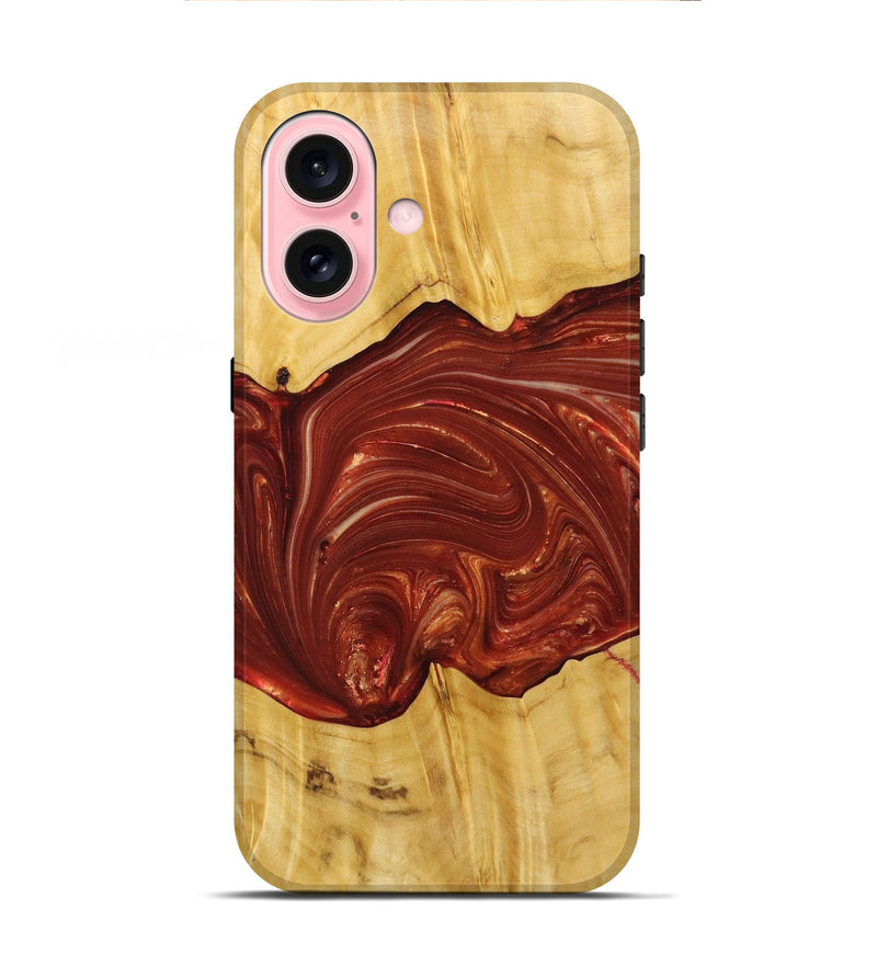 iPhone 16 Wood+Resin Live Edge Phone Case - Perry (Red, 715930)