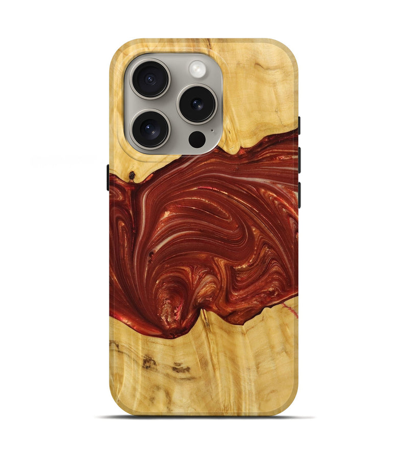 iPhone 16 Pro Wood+Resin Live Edge Phone Case - Perry (Red, 715930)