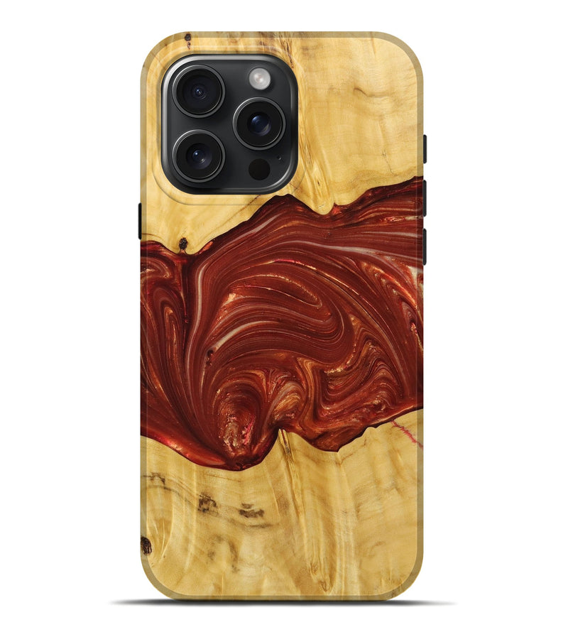 iPhone 16 Pro Max Wood+Resin Live Edge Phone Case - Perry (Red, 715930)