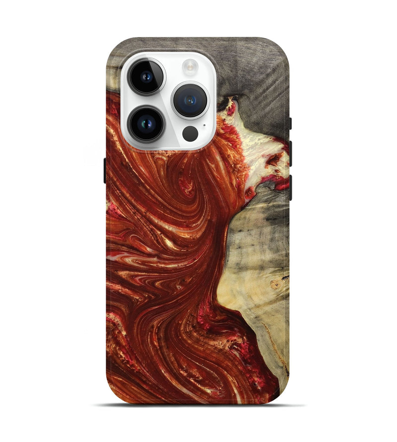 iPhone 15 Pro Wood+Resin Live Edge Phone Case - Laurel (Red, 715931)