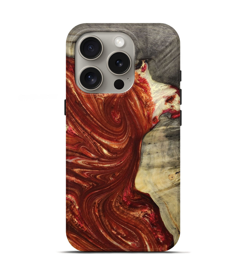 iPhone 16 Pro Wood+Resin Live Edge Phone Case - Laurel (Red, 715931)