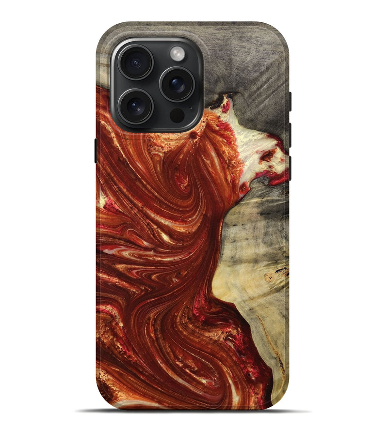 iPhone 16 Pro Max Wood+Resin Live Edge Phone Case - Laurel (Red, 715931)