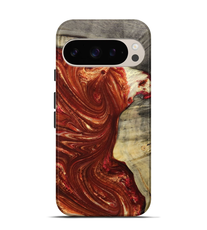 Pixel 9 Pro Wood+Resin Live Edge Phone Case - Laurel (Red, 715931)