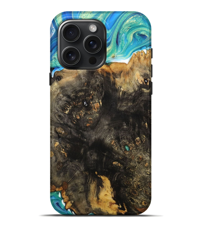 iPhone 16 Pro Max Wood+Resin Live Edge Phone Case - Betty (Green, 715933)