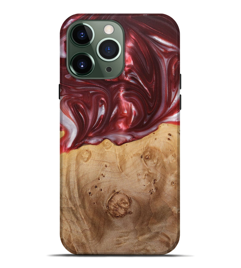 iPhone 13 Pro Max Wood+Resin Live Edge Phone Case - Ezra (Red, 715935)