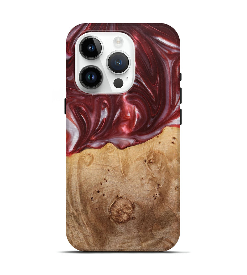 iPhone 15 Pro Wood+Resin Live Edge Phone Case - Ezra (Red, 715935)