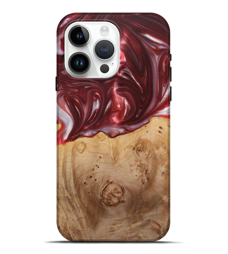 iPhone 15 Pro Max Wood+Resin Live Edge Phone Case - Ezra (Red, 715935)