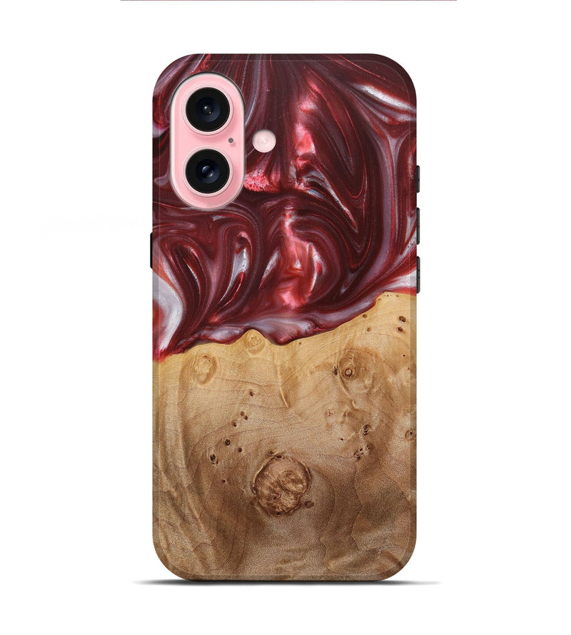 iPhone 16 Wood+Resin Live Edge Phone Case - Ezra (Red, 715935)