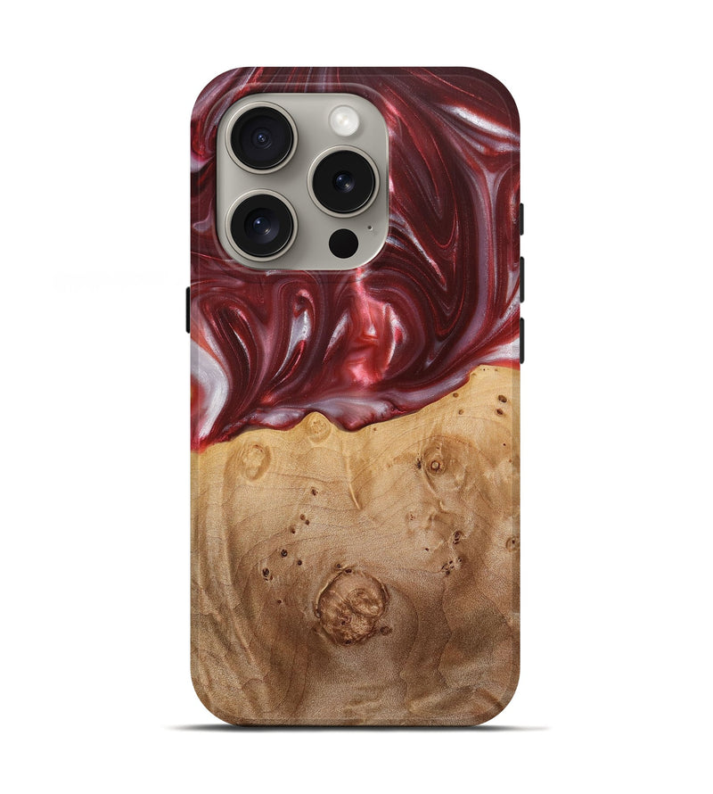 iPhone 16 Pro Wood+Resin Live Edge Phone Case - Ezra (Red, 715935)