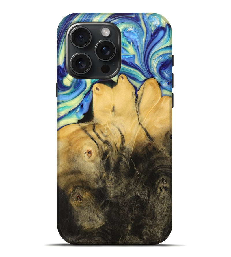 iPhone 16 Pro Max Wood+Resin Live Edge Phone Case - Atticus (Blue, 715937)