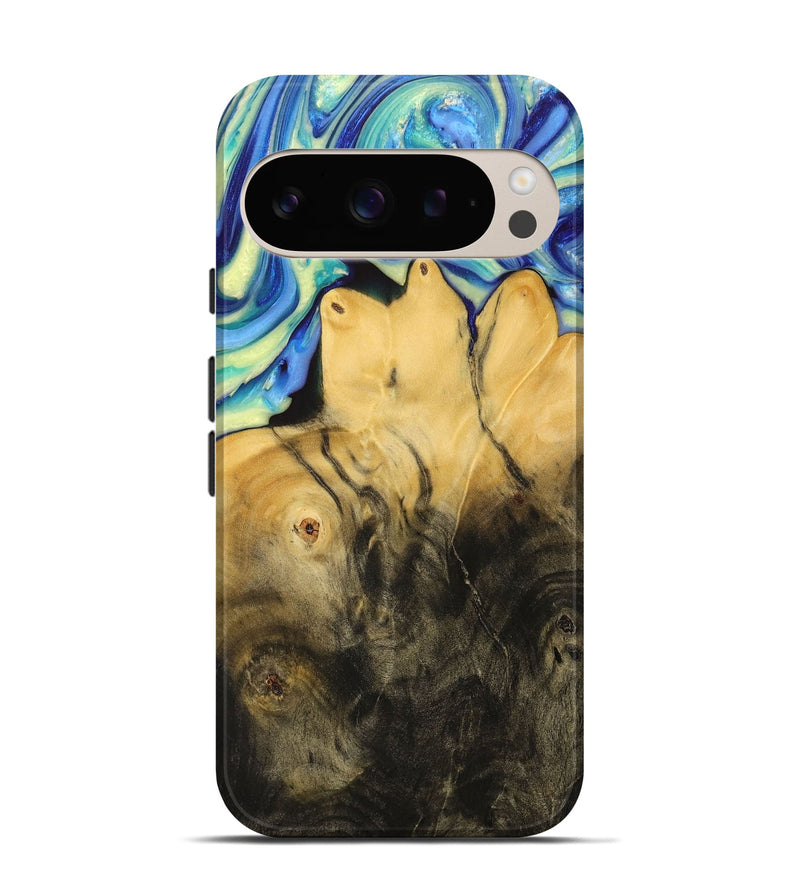 Pixel 9 Wood+Resin Live Edge Phone Case - Atticus (Blue, 715937)