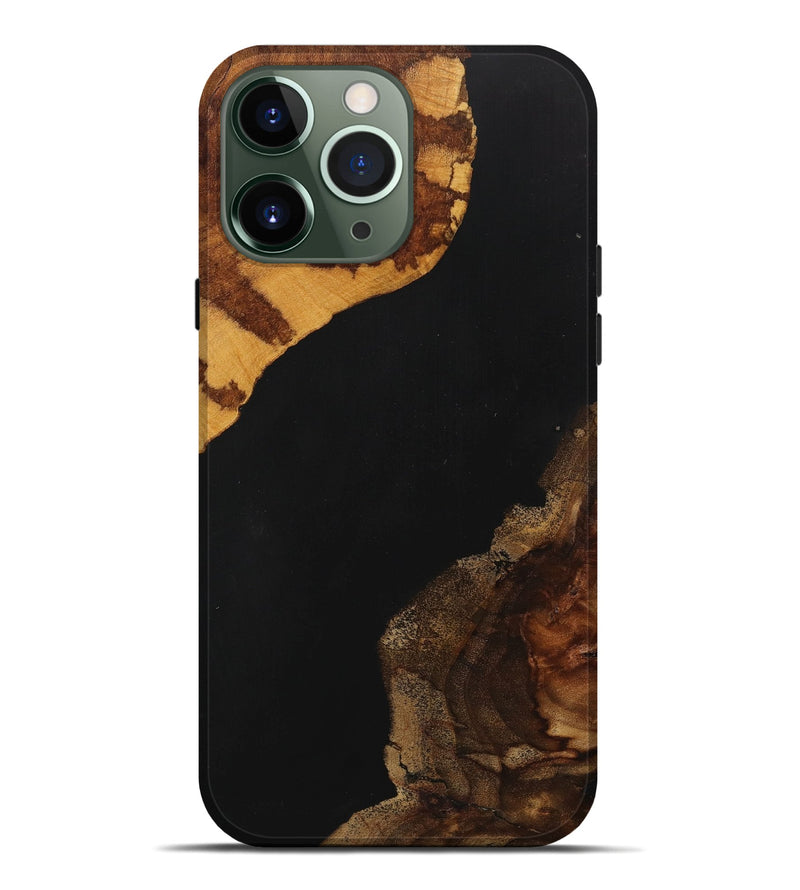 iPhone 13 Pro Max Wood+Resin Live Edge Phone Case - Graham (Pure Black, 715938)