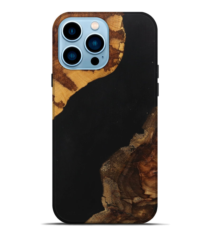 iPhone 14 Pro Max Wood+Resin Live Edge Phone Case - Graham (Pure Black, 715938)