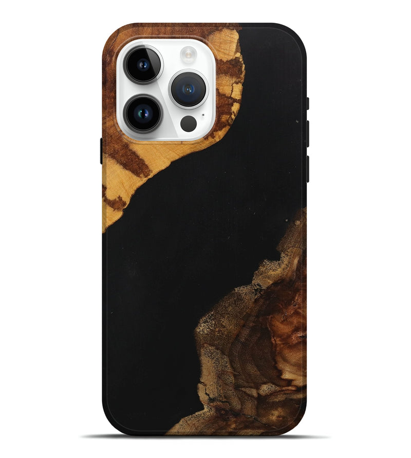 iPhone 15 Pro Max Wood+Resin Live Edge Phone Case - Graham (Pure Black, 715938)