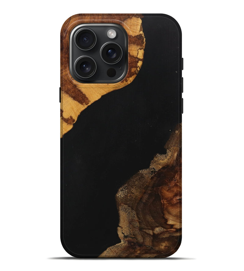 iPhone 16 Pro Max Wood+Resin Live Edge Phone Case - Graham (Pure Black, 715938)