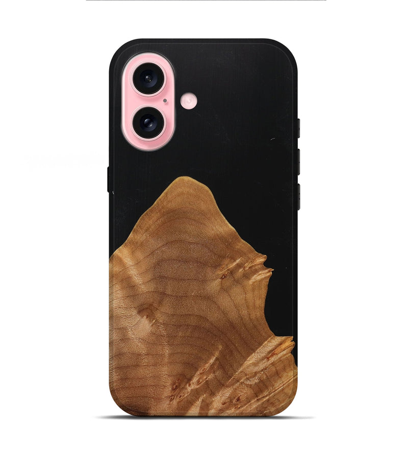 iPhone 16 Wood+Resin Live Edge Phone Case - Gianna (Pure Black, 715941)