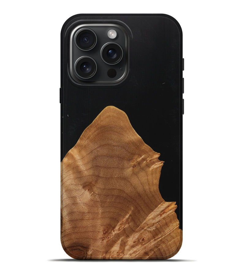 iPhone 16 Pro Max Wood+Resin Live Edge Phone Case - Gianna (Pure Black, 715941)