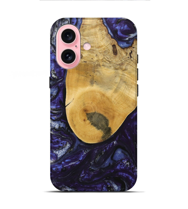 iPhone 16 Wood+Resin Live Edge Phone Case - Asia (Purple, 715944)