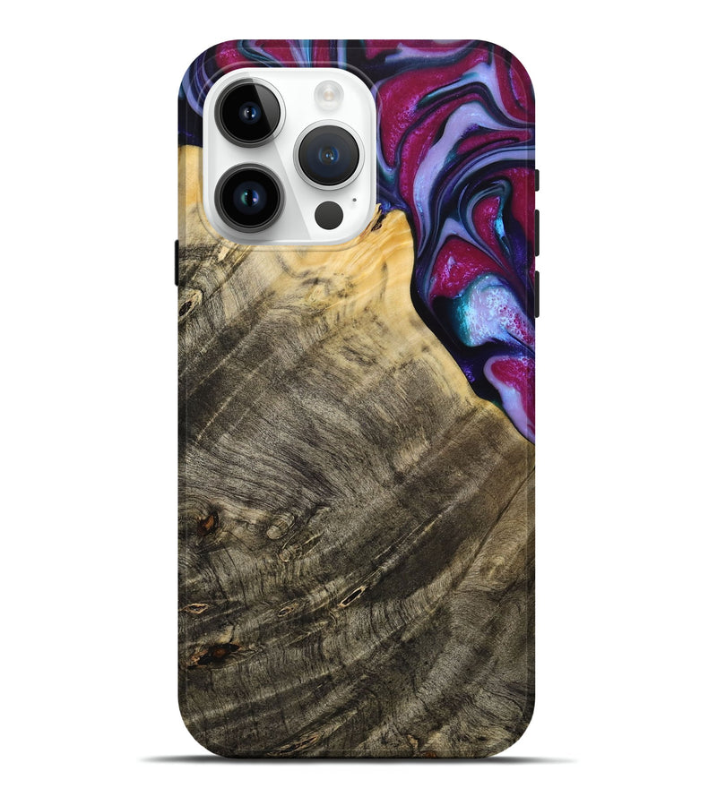 iPhone 15 Pro Max Wood+Resin Live Edge Phone Case - Eunice (Purple, 715946)