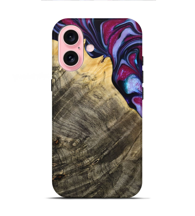 iPhone 16 Wood+Resin Live Edge Phone Case - Eunice (Purple, 715946)