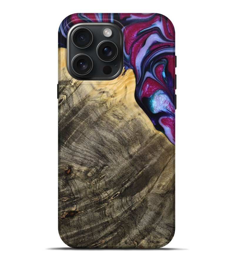 iPhone 16 Pro Max Wood+Resin Live Edge Phone Case - Eunice (Purple, 715946)