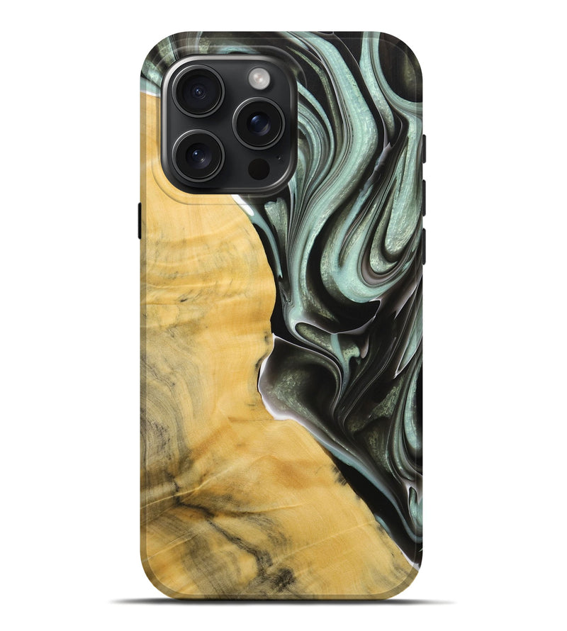 iPhone 16 Pro Max Wood+Resin Live Edge Phone Case - Fernando (Black & White, 715947)