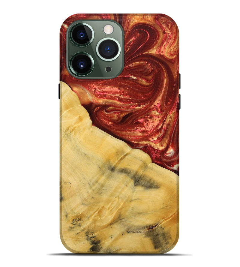 iPhone 13 Pro Max Wood+Resin Live Edge Phone Case - Olive (Red, 715948)