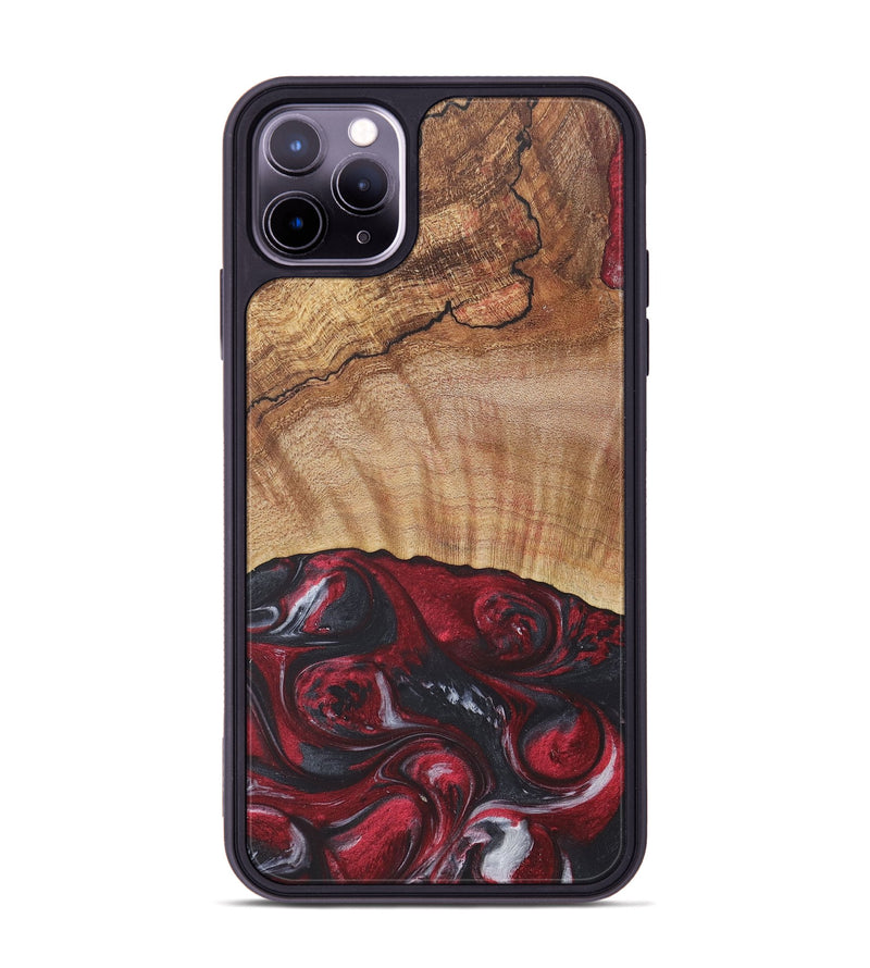 iPhone 11 Pro Max Wood+Resin Phone Case - Veronica (Red, 715954)