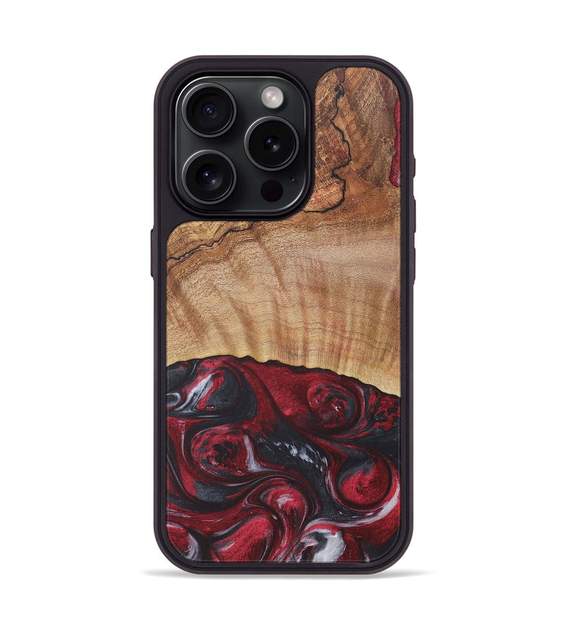 iPhone 15 Pro Wood+Resin Phone Case - Veronica (Red, 715954)