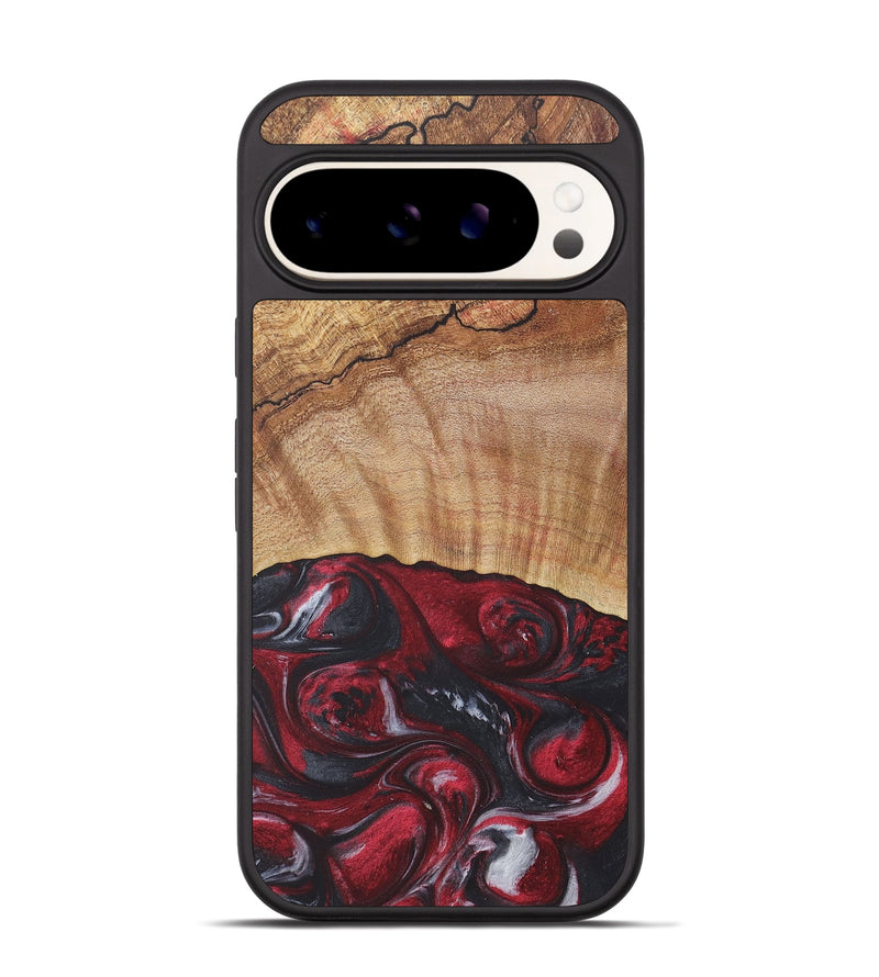 Pixel 9 Wood+Resin Phone Case - Veronica (Red, 715954)