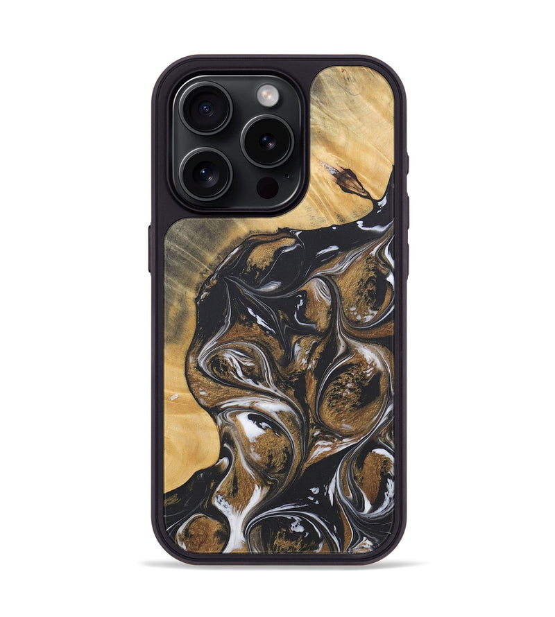 iPhone 15 Pro Wood+Resin Phone Case - Luna (Black & White, 715956)